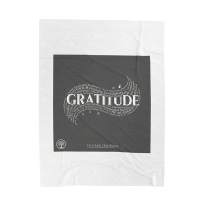 Gratitude Typography Velveteen Plush Blanket | pastel tiny treats, cozy micro-indulgence