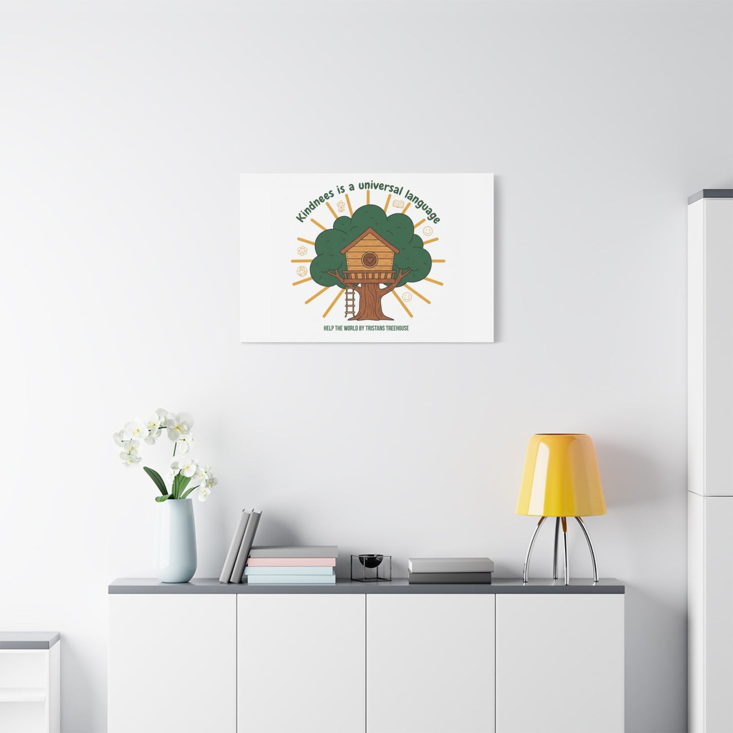 Kindness Is a Universal Language Canvas | Eco Humor, Treehouse Art