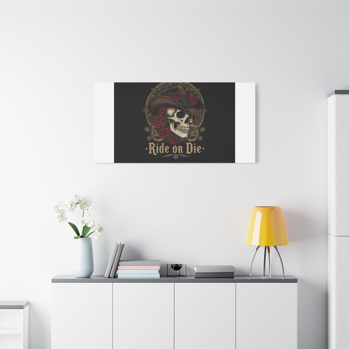 Ride or Die Skull Canvas | Western Skull Art, Gothic Americana