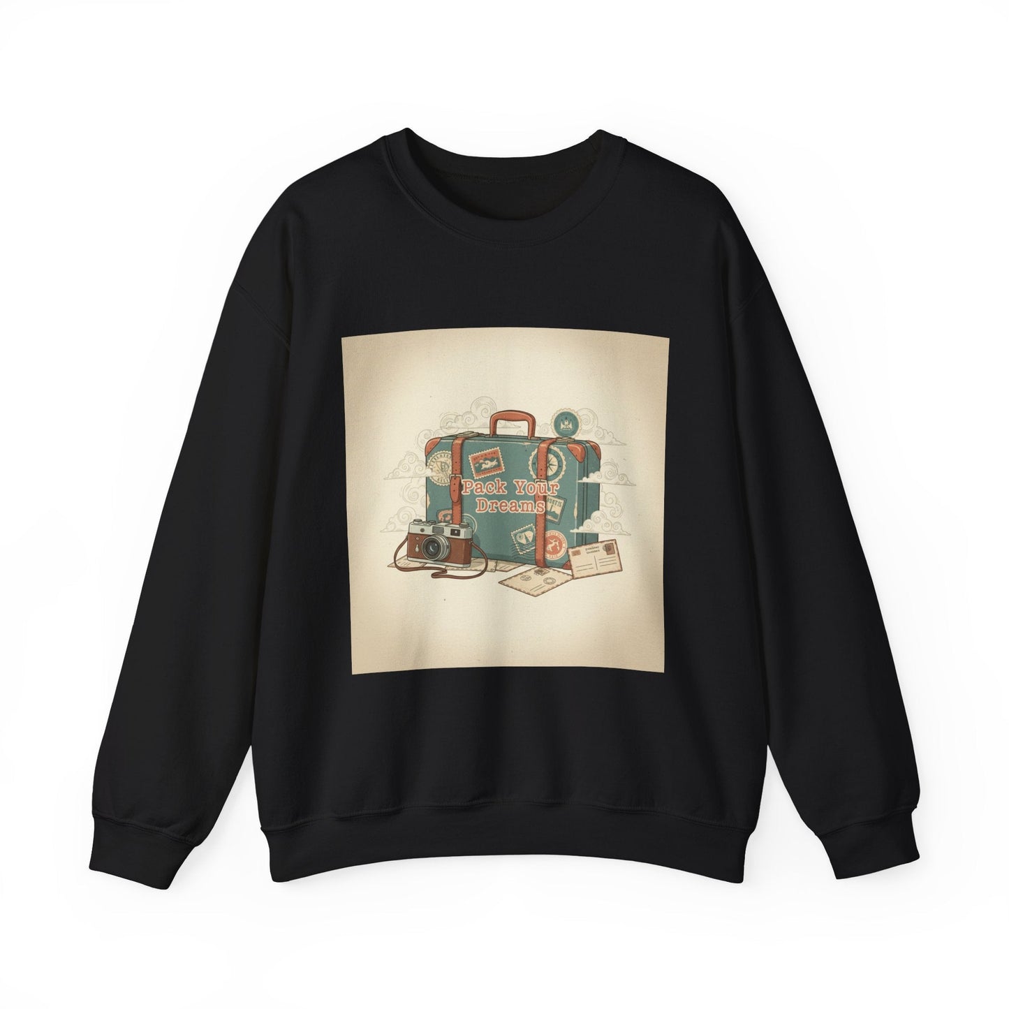 Vintage Passport Stamp Luggage Crewneck Sweatshirt | retro travel postcard, wanderlust design
