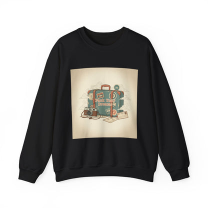 Vintage Passport Stamp Luggage Crewneck Sweatshirt | retro travel postcard, wanderlust design