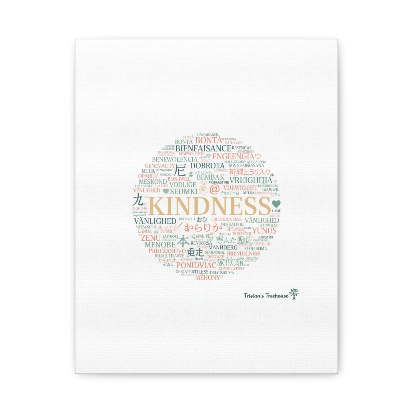 Kindness Word Cloud Canvas | Fresh Start Minimalist Wall Art