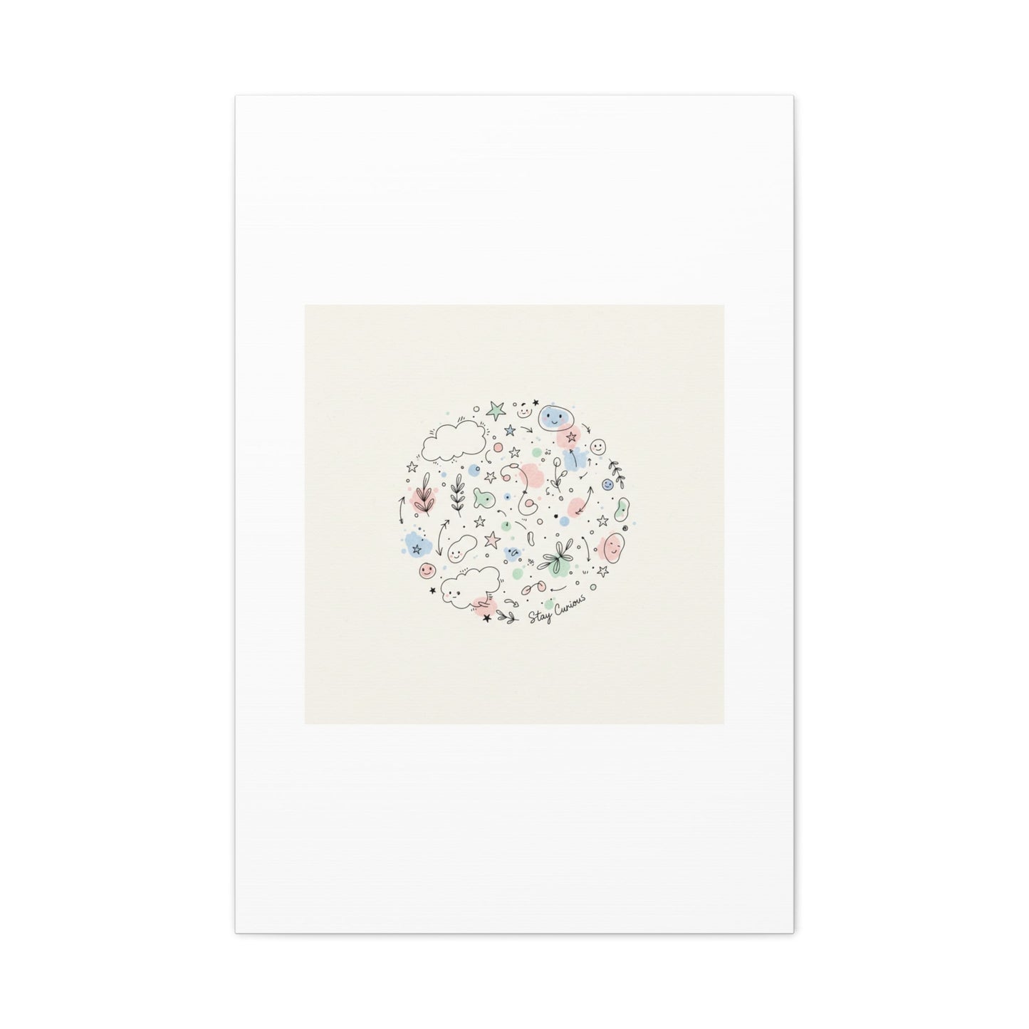 Doodle Circle Line Drawing Matte Canvas, Hand-Drawn Sketch Art