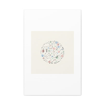 Doodle Circle Line Drawing Matte Canvas, Hand-Drawn Sketch Art