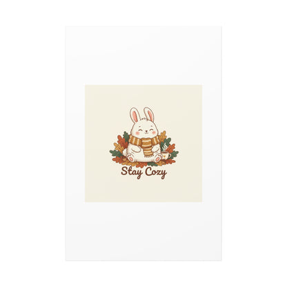 Cozy Bunny Illustration Canvas | Cute Critter Winter Forest Art
