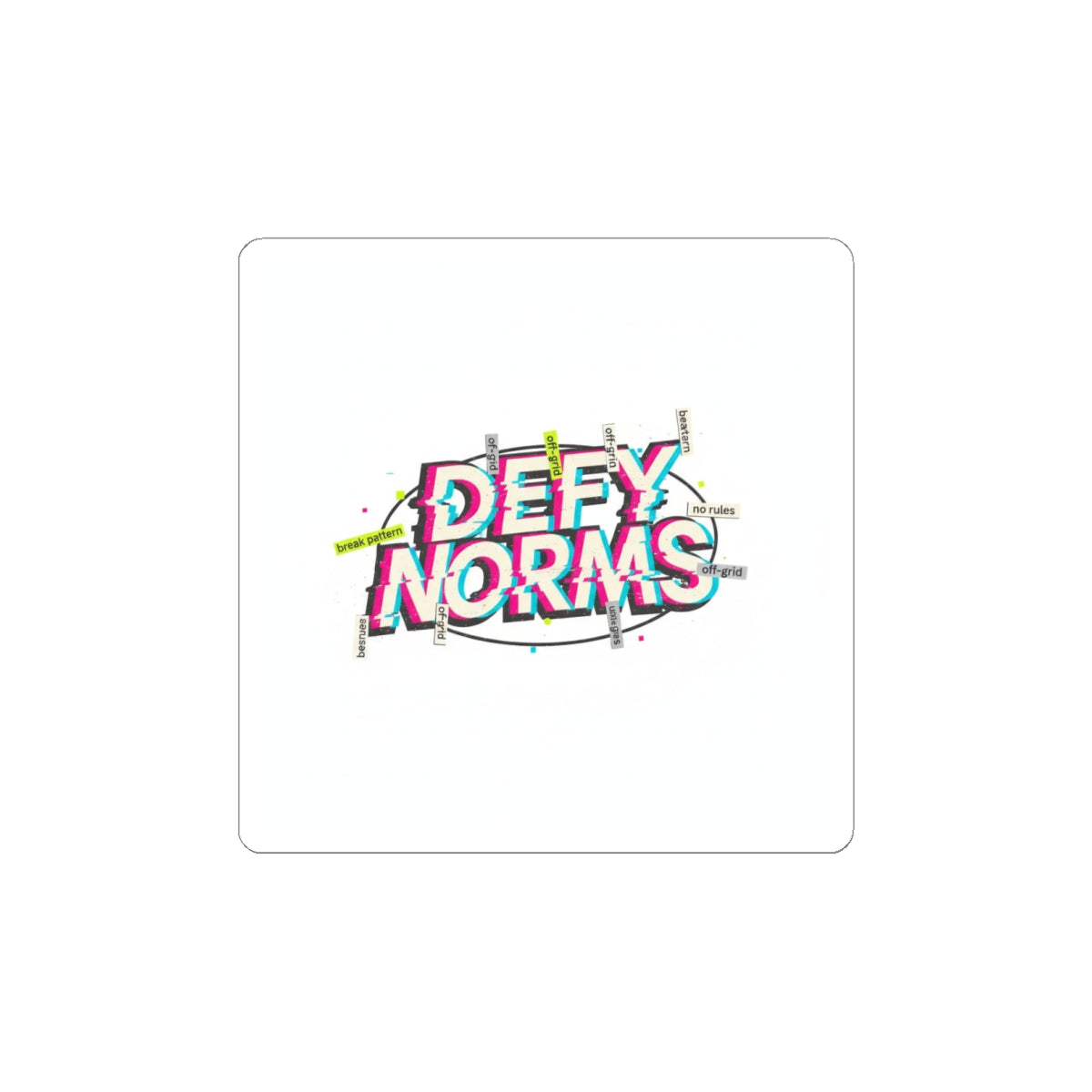 Defy Norms Sticker | Anti-Aesthetic, Glitch Font, Chaotic Design