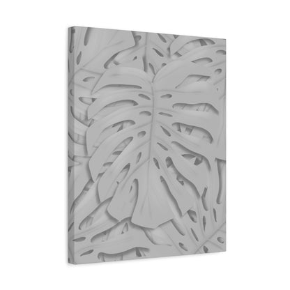 Soft Grey Monstera Canvas Print – Botanical Wall Art