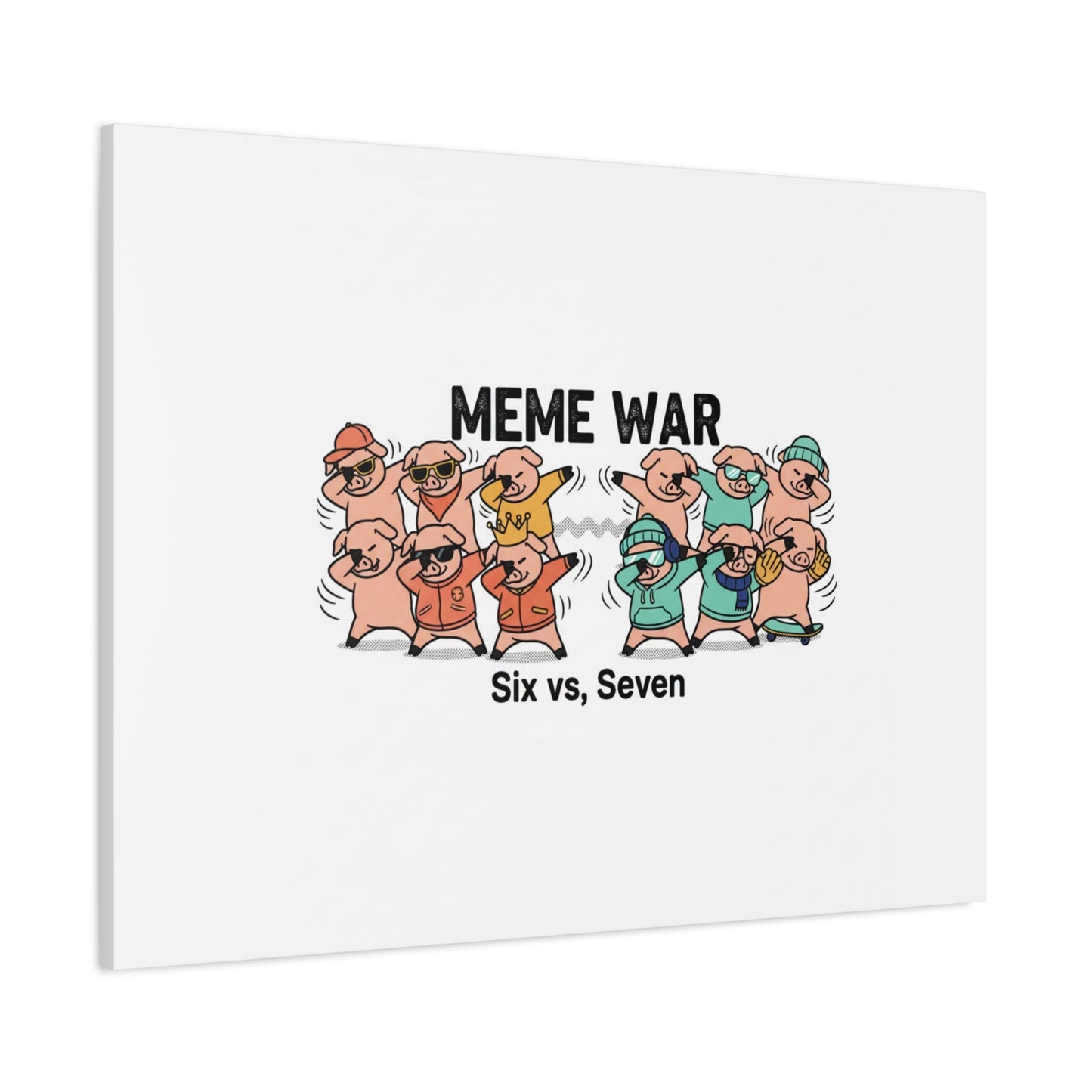 Meme War: Six vs. Seven Canvas Wall Art