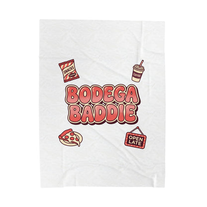 Bodega Baddie Velveteen Blanket | NYC Y2K deli sign, Spanglish cherries