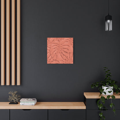 Coral Monstera Canvas Print – Botanical Wall Art