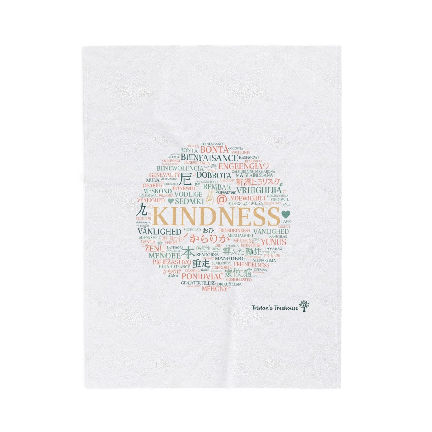 Kindness Word Cloud Blanket | Fresh-Start Minimalism, Neutral Throw