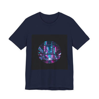 Neon Cyberpunk Skyline Tee | synthwave skyline, future city art