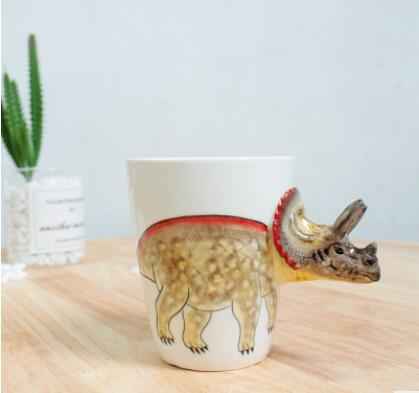 Ceramic pure hand painted Triceratops children's water cup