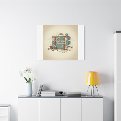 Pack Your Dreams Canvas | Retro Travel Postcard, Wanderlust Passport Stamp Art