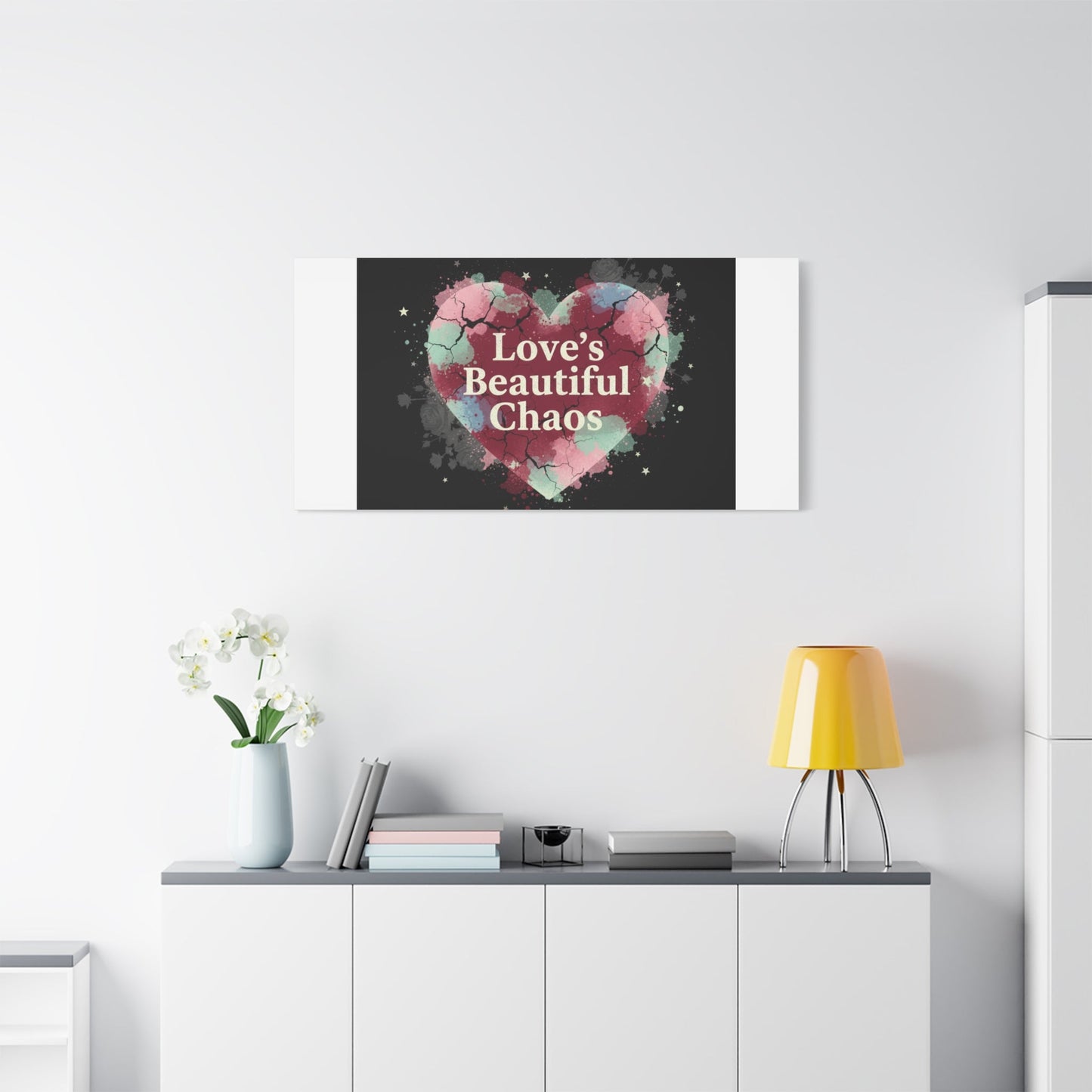 Love's Beautiful Chaos Canvas Print | Soft Grunge Hearts, Distressed Heart Art
