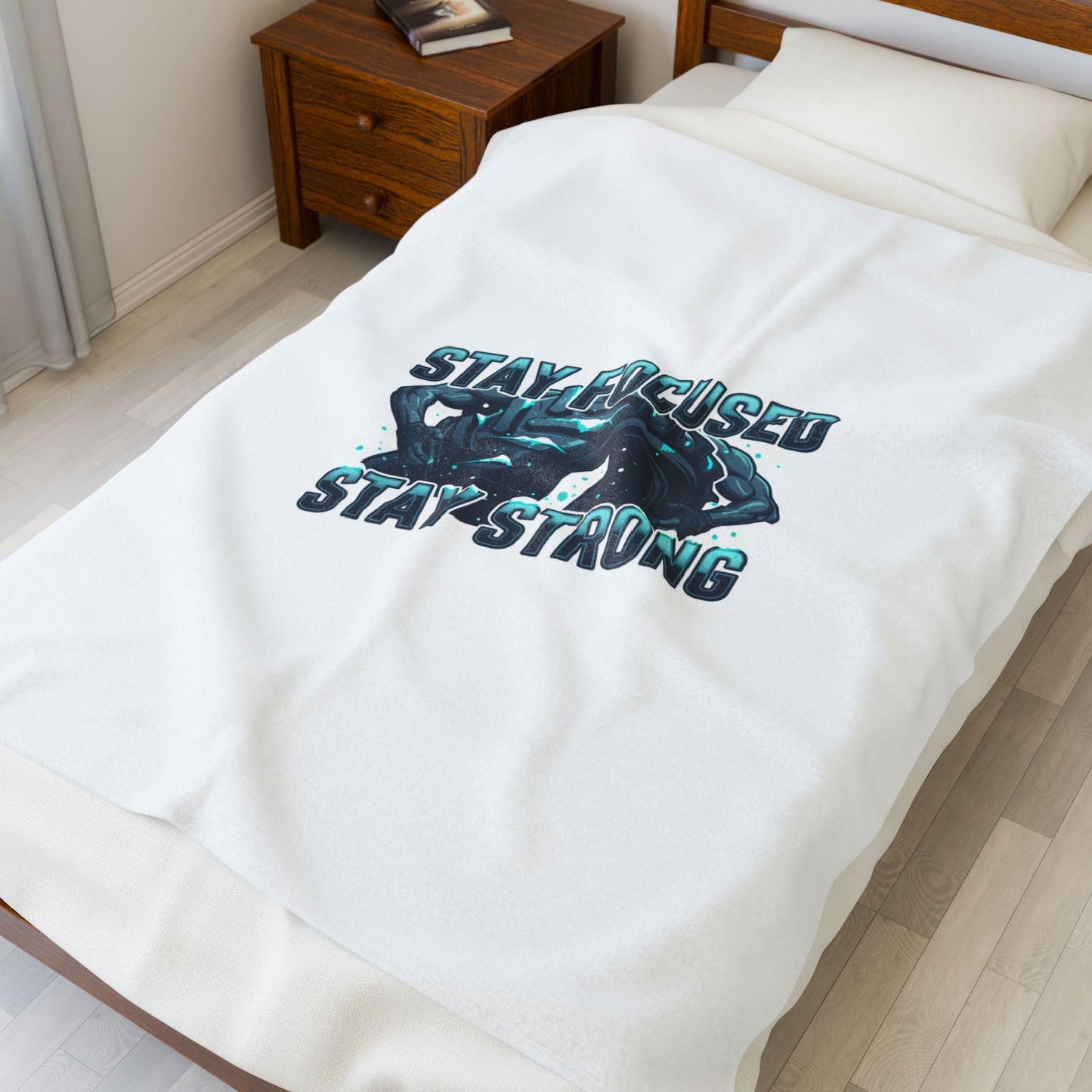 Stay Focused Stay Strong Velveteen Blanket | winter workout, gym motivation