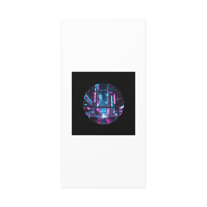 Neon Cyberpunk Cityscape Canvas | synthwave skyline, future city art