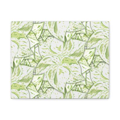 Snow Queen Pothos Pattern Canvas Print – Botanical Wall Art