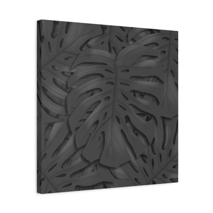 Charcoal Monstera Canvas Print – Botanical Wall Art