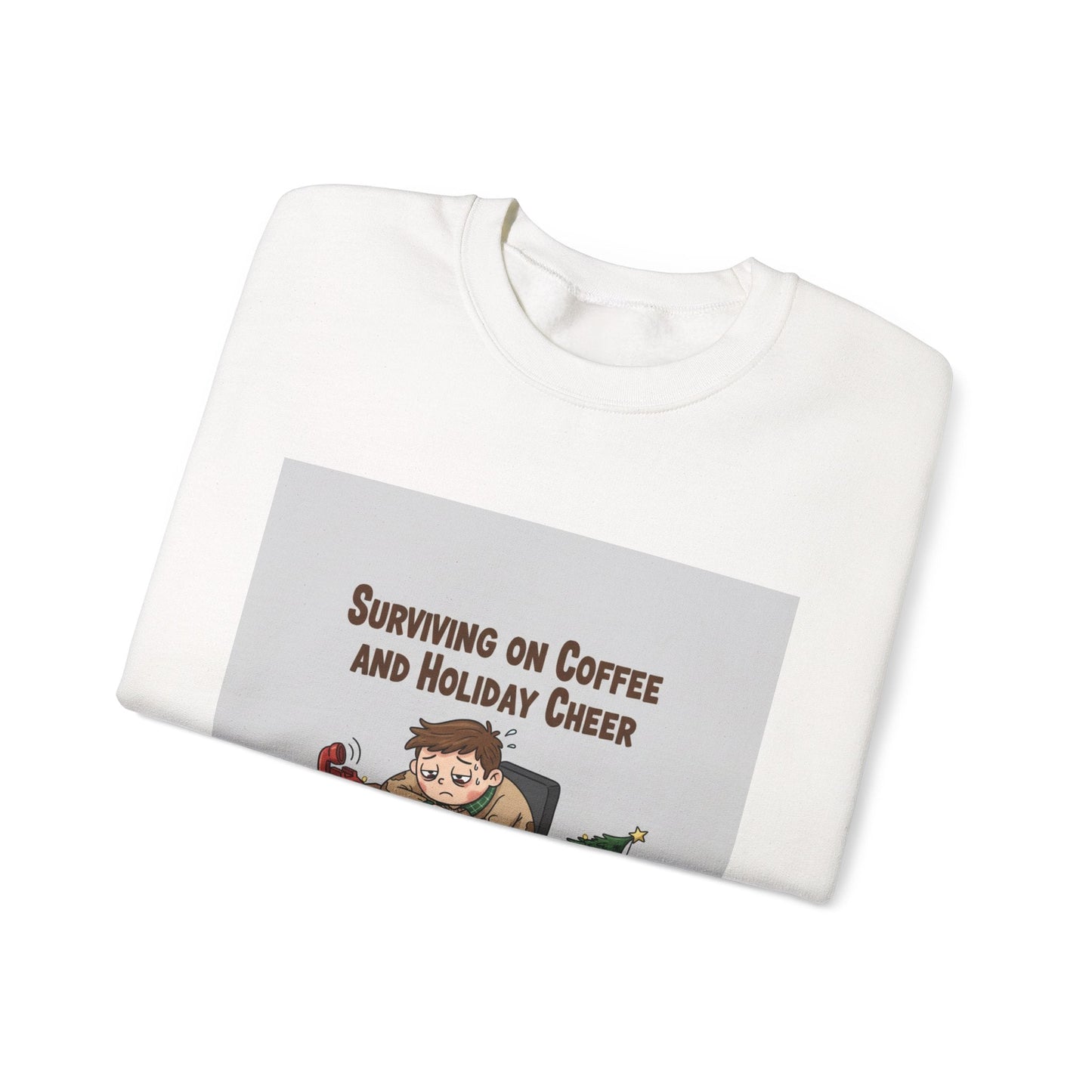 Surviving on Coffee and Holiday Cheer Sweatshirt | holiday burnout, festive but tired