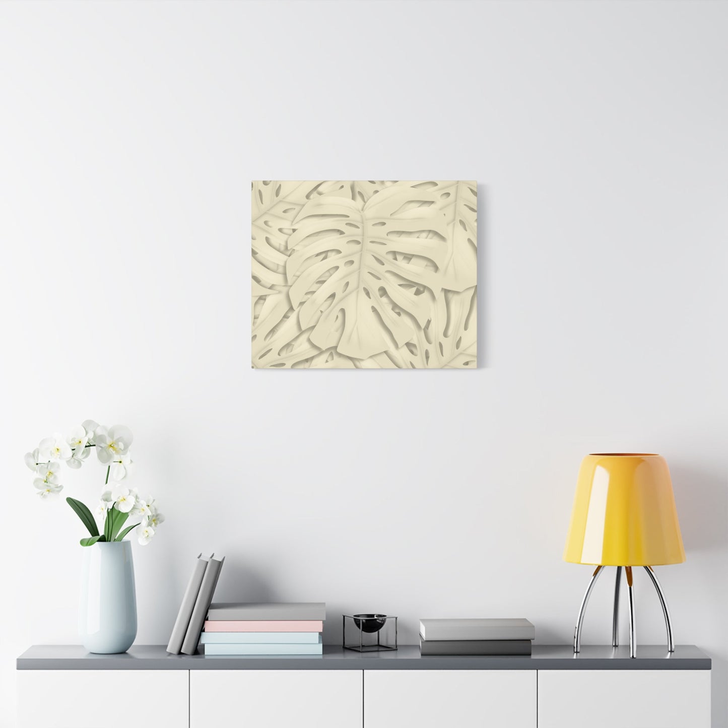 Beige Monstera Canvas Print – Botanical Wall Art