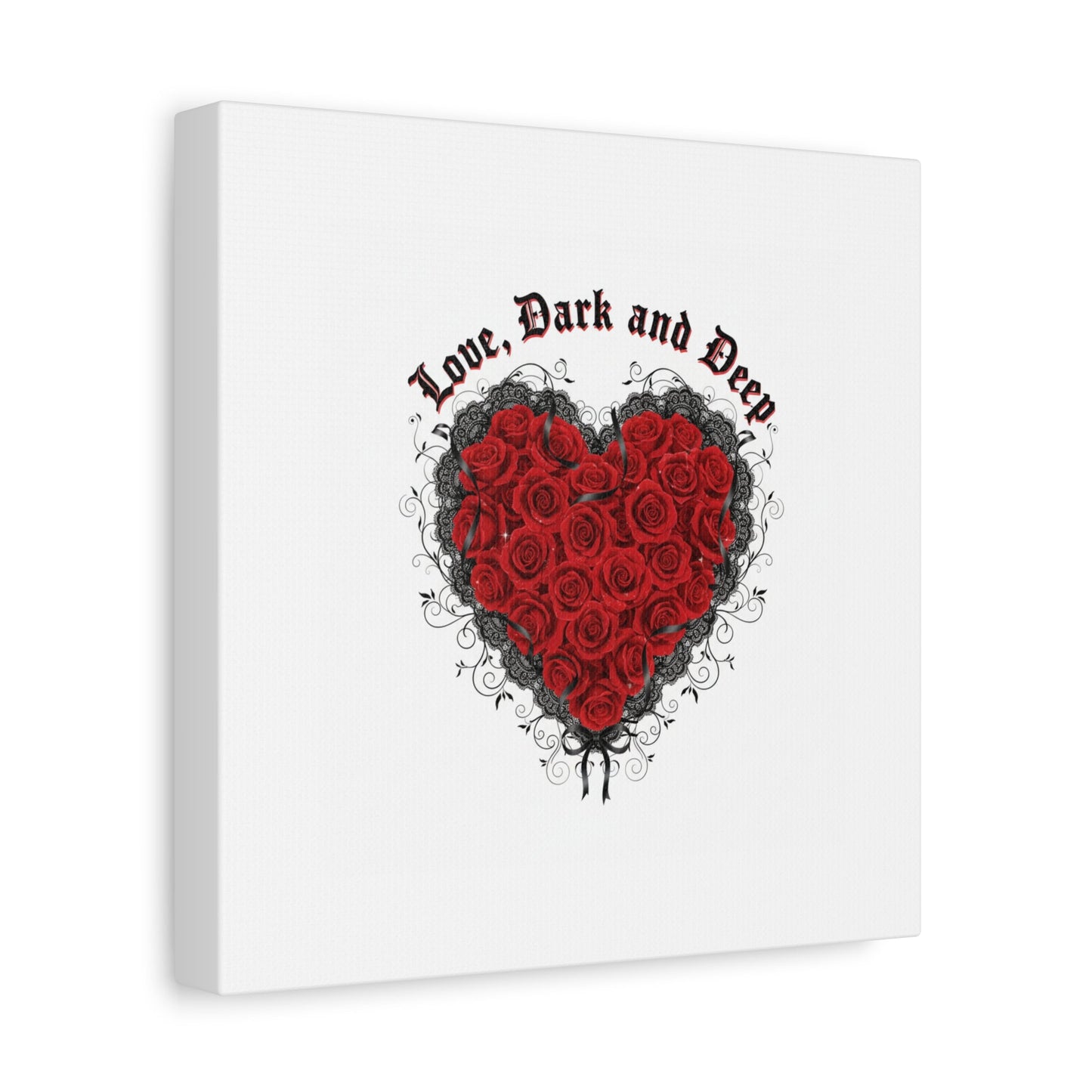 Love Dark and Deep Heart Canvas, Nu Romantic Gothic Romance, 80s Nostalgia
