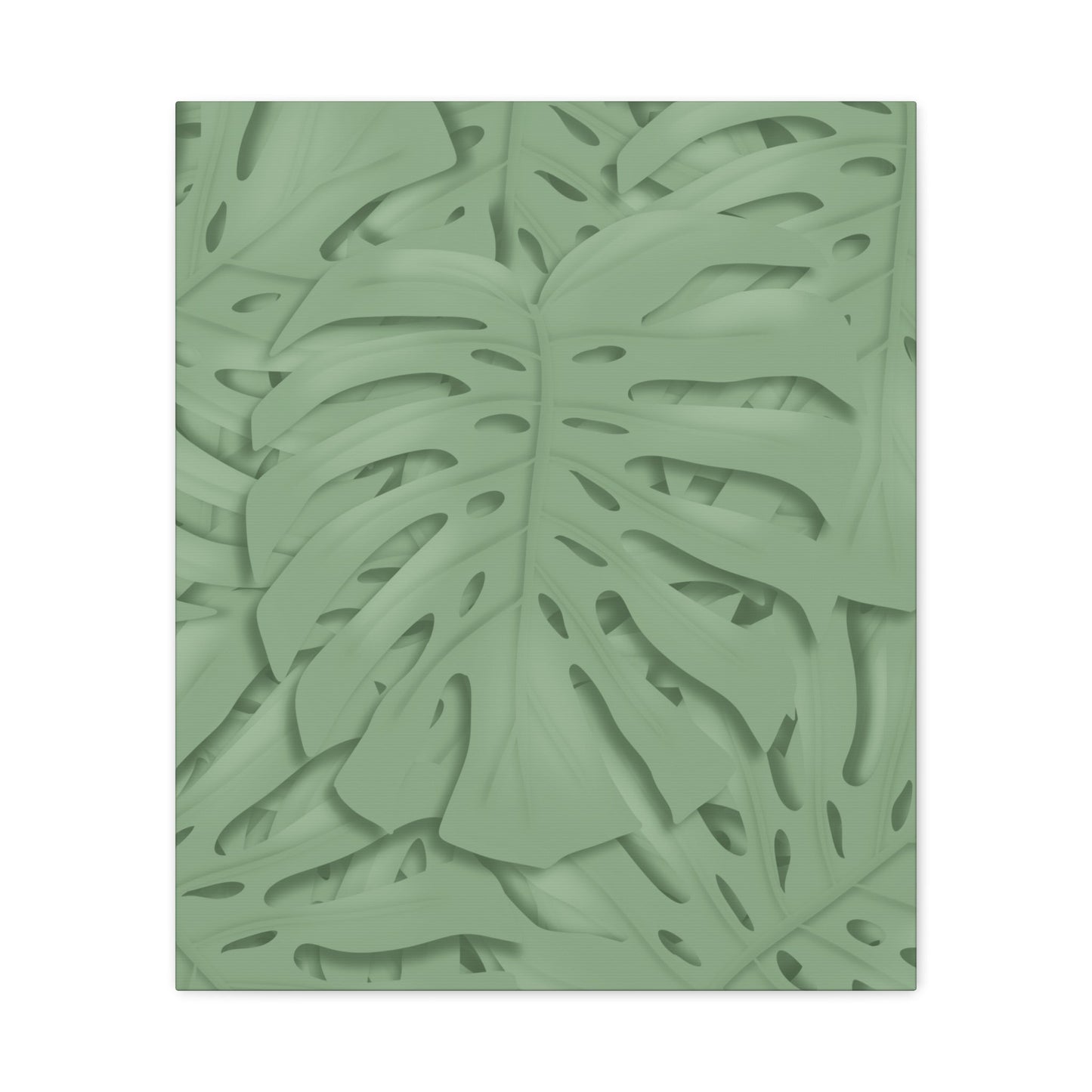 Sage Green Monstera Canvas Print – Botanical Wall Art