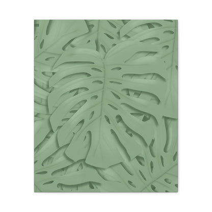 Sage Green Monstera Canvas Print – Botanical Wall Art