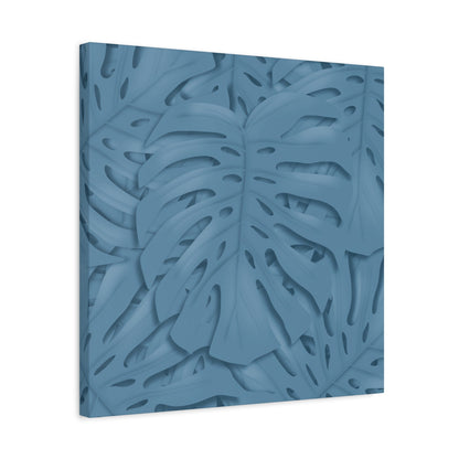 Cerulean Blue Monstera Canvas Print – Botanical Wall Art