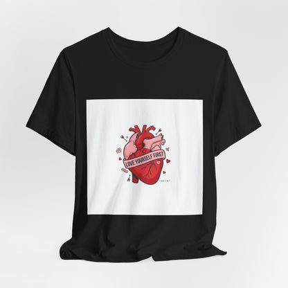 Love Yourself First Tee | anti love graphic, edgy heart shirt