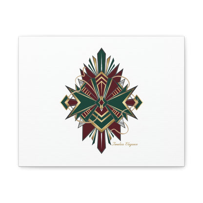 Art Deco geometric brass print Canvas | Neo-Deco chrome & gold fan motif
