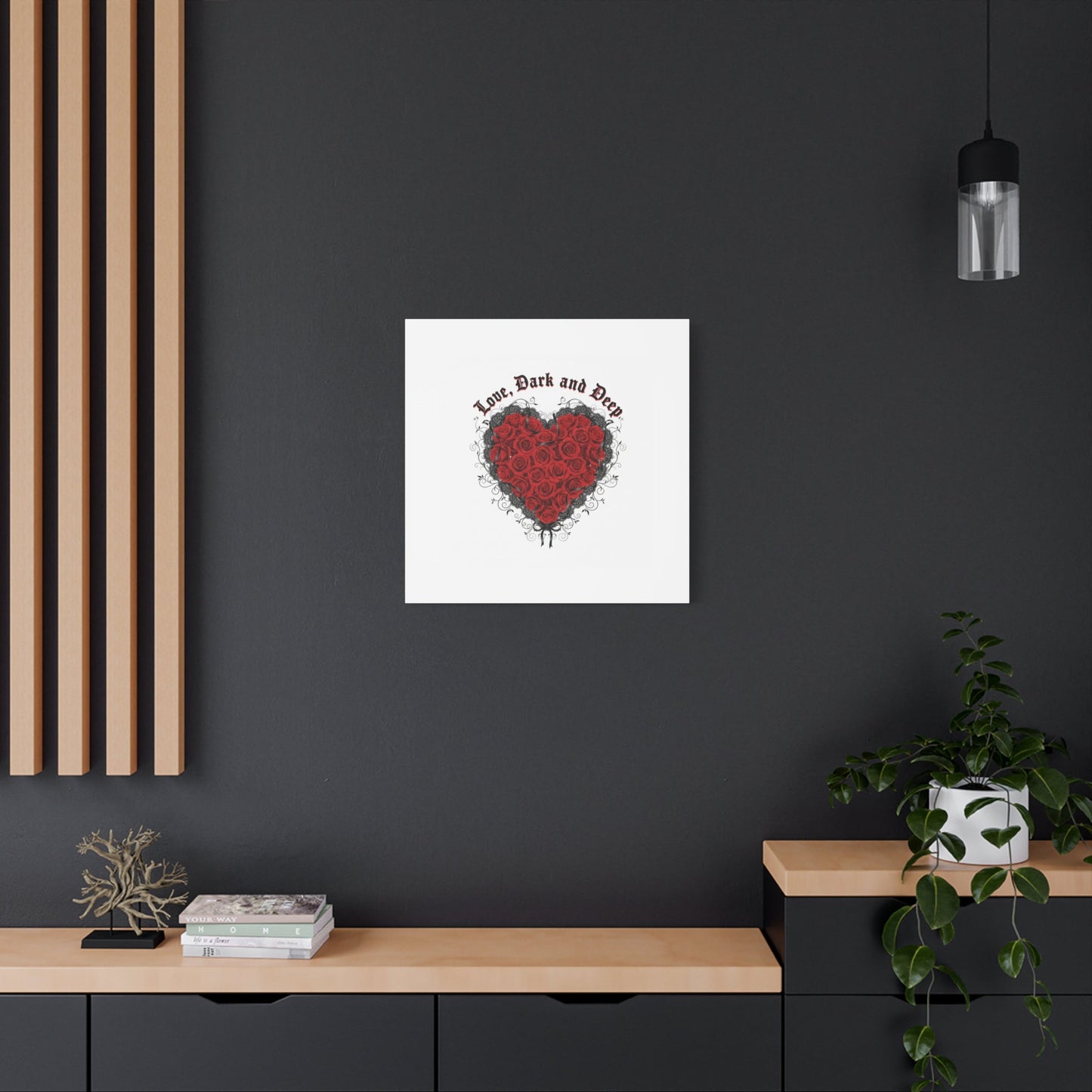 Love Dark and Deep Heart Canvas, Nu Romantic Gothic Romance, 80s Nostalgia