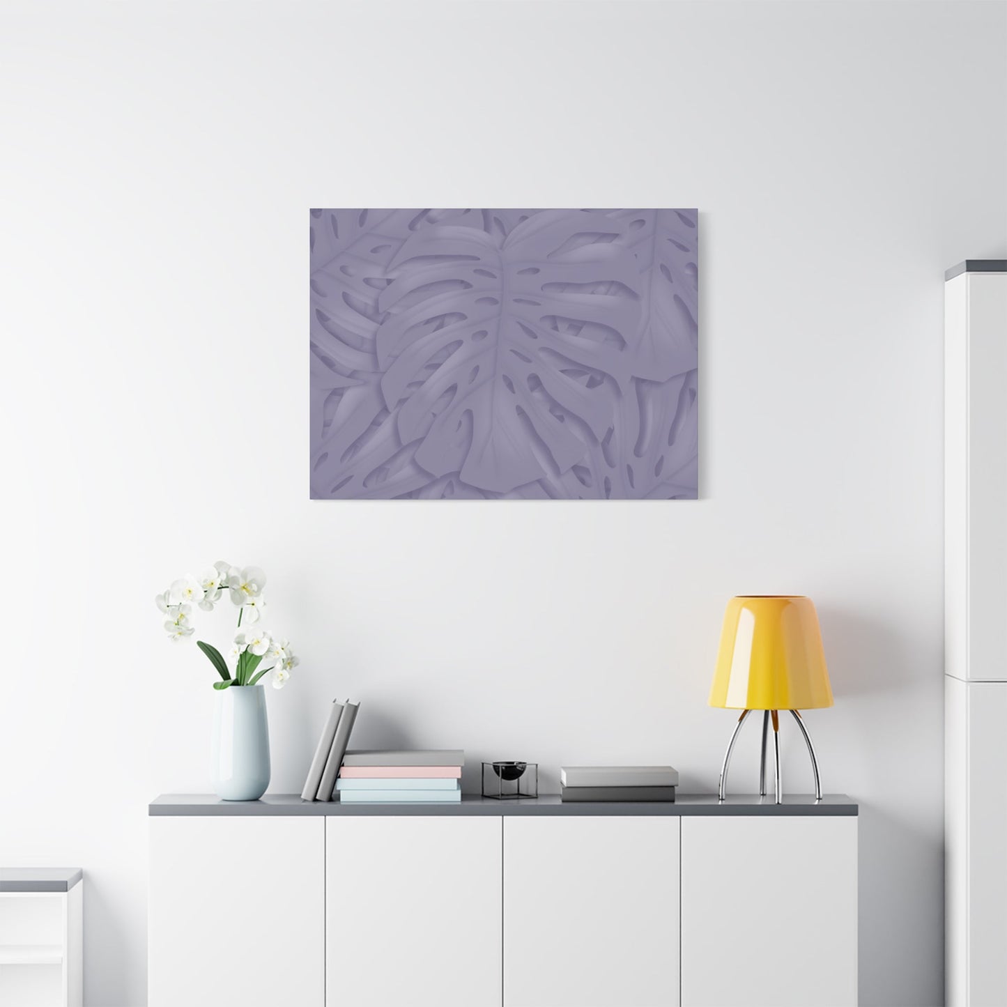 Violet Monstera Canvas Print – Botanical Wall Art