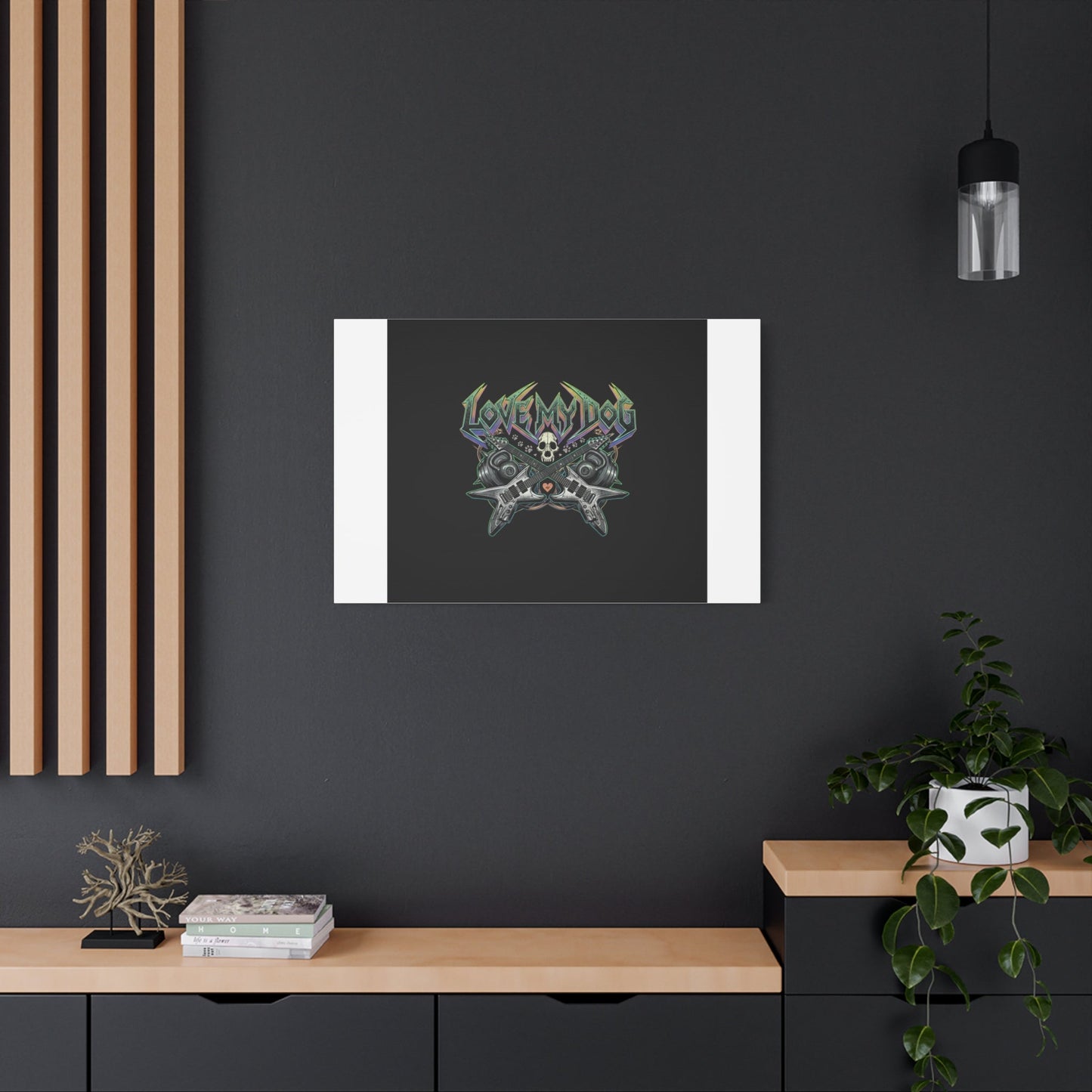 Love My Dog metal font Canvas | gothic wellness quote, edgy self-care merch