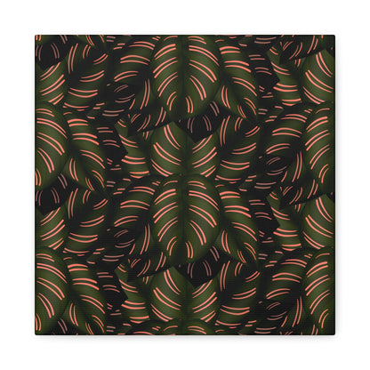 Calathea Pinstripe Pattern Canvas Print – Botanical Wall Art