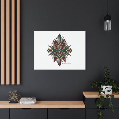 Art Deco geometric brass print Canvas | Neo-Deco chrome & gold fan motif