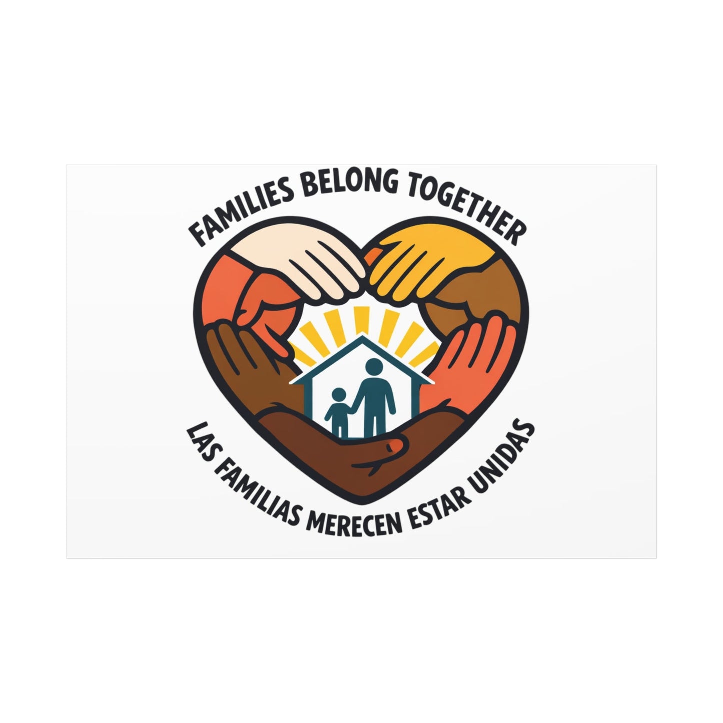Families Belong Together Canvas, family unity solidarity, bilingual inclusive decor