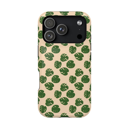 Monstera Pattern Phone Case – Dual Layer Protective Cover