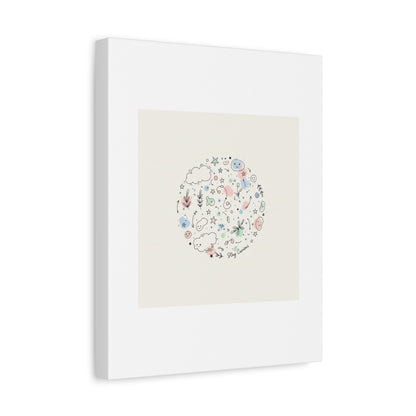 Doodle Circle Line Drawing Matte Canvas, Hand-Drawn Sketch Art