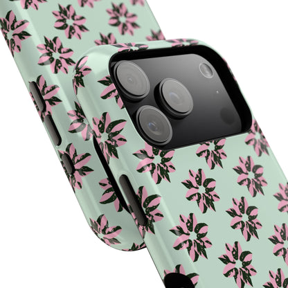 Pink Princess Philodendron Pattern Phone Case – Dual Layer Protective Cover