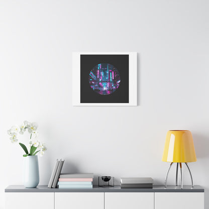 Neon Cyberpunk Cityscape Canvas | synthwave skyline, future city art