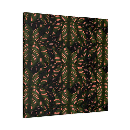 Calathea Pinstripe Pattern Canvas Print – Botanical Wall Art