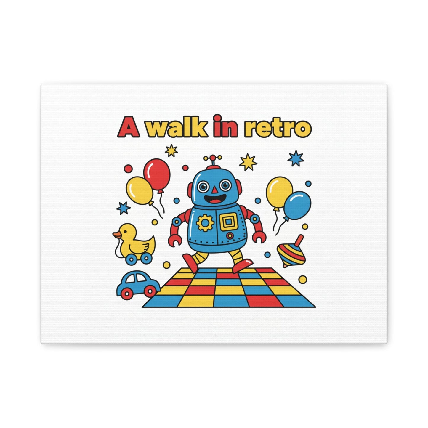 Retro Toy Robot Canvas | Throwback Kid, Primary Color Nostalgia