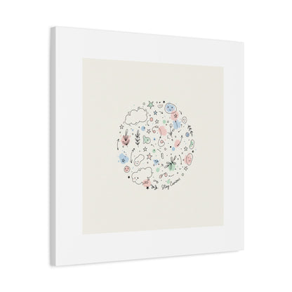 Doodle Circle Line Drawing Matte Canvas, Hand-Drawn Sketch Art