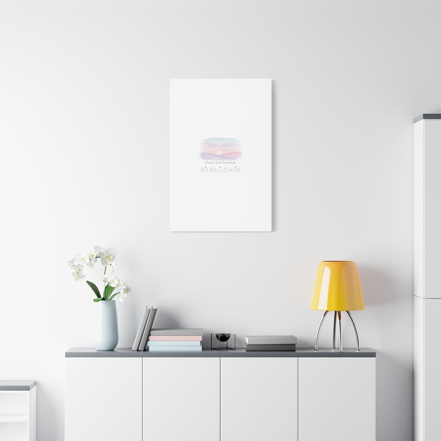 Choose Your Intentions Canvas, soft wellness poster, pastel gradient mindfulness art