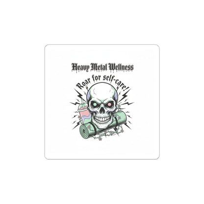 Heavy Metal Wellness Skull Sticker | gothic wellness quote, edgy self-care merch