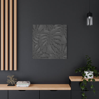 Charcoal Monstera Canvas Print – Botanical Wall Art
