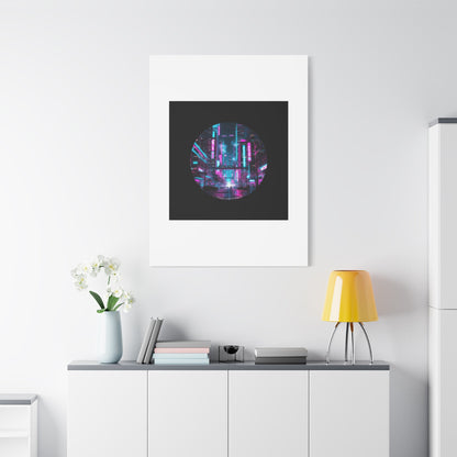 Neon Cyberpunk Cityscape Canvas | synthwave skyline, future city art