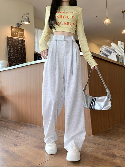 Womens High-Waisted Chenille Suit Pants - Elegant Straight-Leg Dress Trousers