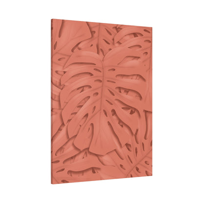 Coral Monstera Canvas Print – Botanical Wall Art